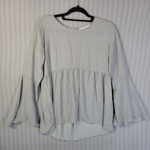 loft womens blouse top size XS long bell sleeves boho keyhole back neck